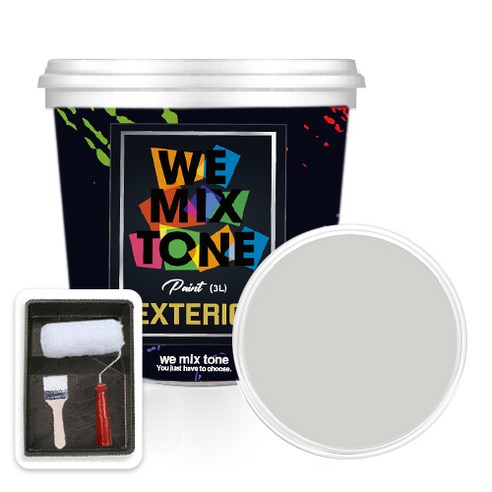 WEMIXTONE 외부용 EXTERIOR 페인트 3L + 붓 + 로울러 + 트레이 세트, WMT0013P01(페인트), 1개