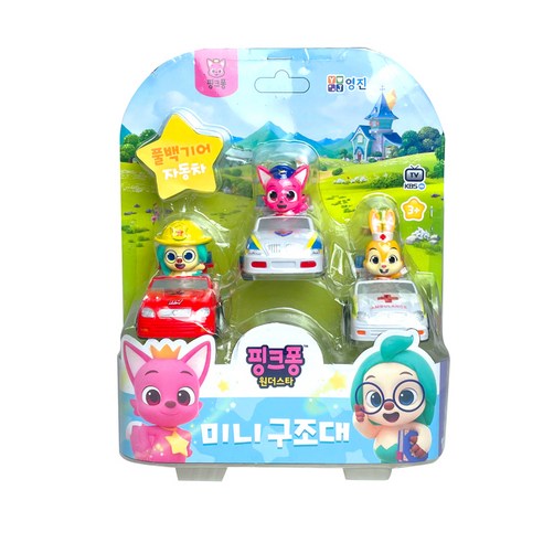 핑크퐁 원더스타 미니구조대 작동완구 3종 세트, 혼합색상, 1개