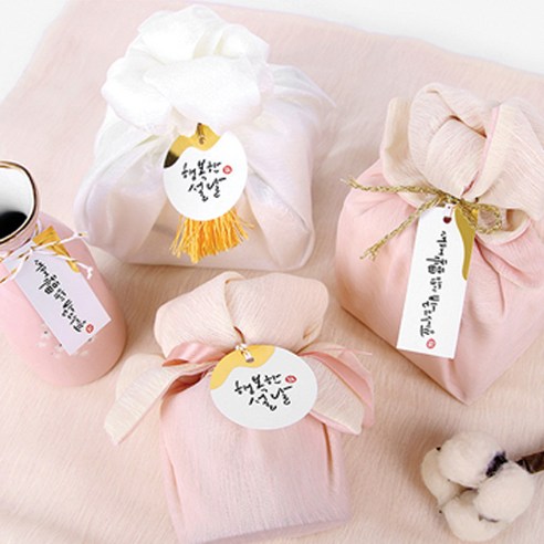 인디케이 금박 새해 복 직사각 텍 100p+샌드골드 금사 포장데코용 스티커