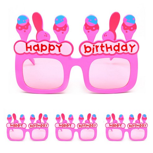 파티해 생일 아이스크림 안경, 핑크, 4개