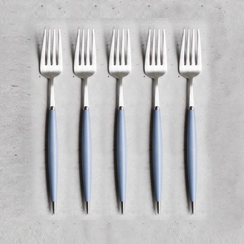오체어스 스텐 파스텔 디저트 포크 5p, 블루, 단품