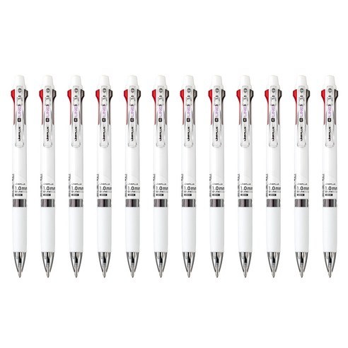 라인플러스 M3 3색볼펜 1.0mm, 화이트, 12개