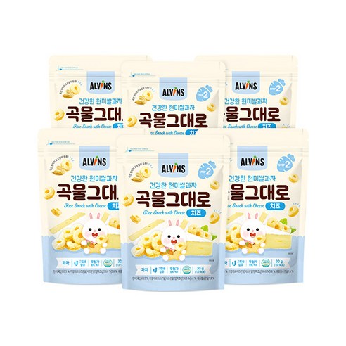 엘빈즈 건강한 현미쌀과자 곡물그대로, 치즈맛, 6개, 30g
