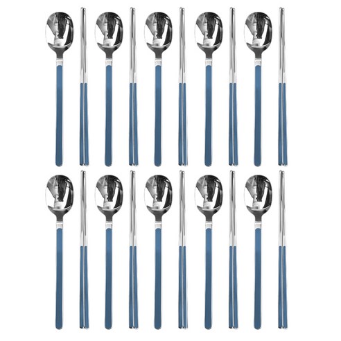 윌리브 국내산 304스텐 드고아 세라믹 수저 10벌 세트, 다크블루, 숟가락 10p + 젓가락 10p