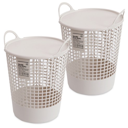 네이쳐리빙 모노블 대용량 빨래바구니 45L x 2p + 스티커, 연그레이