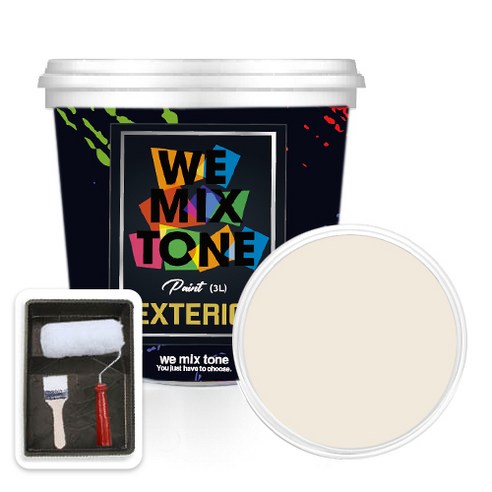 WEMIXTONE 외부용 EXTERIOR 페인트 3L + 붓 + 로울러 + 트레이 세트, WMT0181P01(페인트)