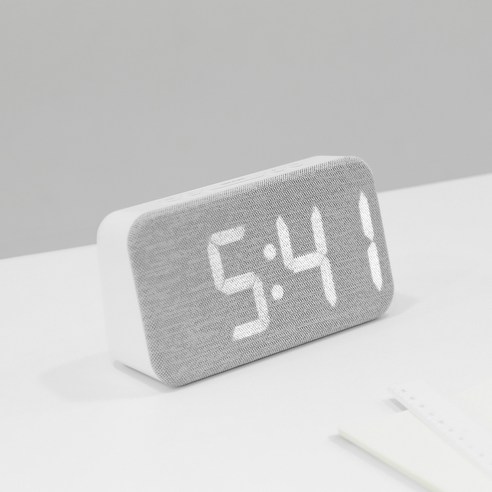 무아스 코지 패브릭 LED 탁상시계, 라이트 그레이 오리엔트디지털시계