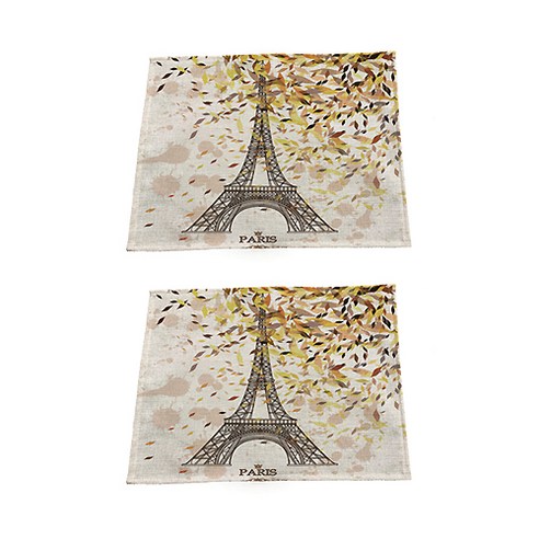 쓸쓸한 에펠탑 포시즌 린넨 테이블 매트 2p, 01, 42 x 32 cm