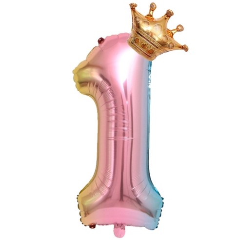 대형 왕관 숫자 풍선 1 – 골드 핑크 (1개) 
파티/마술용품
