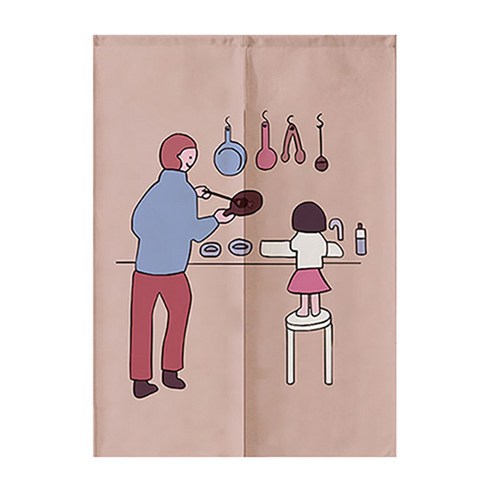 에이홉 일러스트 해피 패밀리 파티션 커튼, Type 17