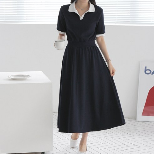 봉봉스토리 메이비 카라 임산부 원피스