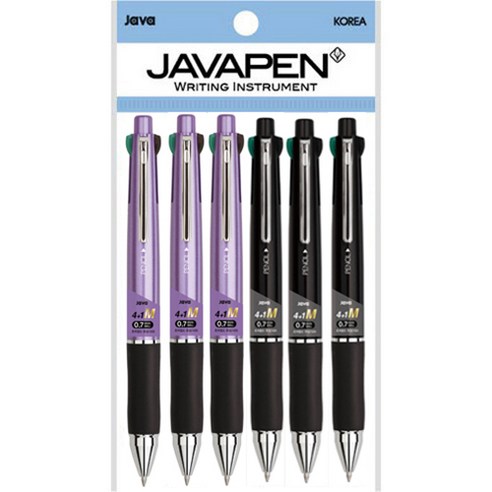 자바펜 제트4+1M 멀티펜 0.7mm 2종 x 3p, 메탈퍼플, 메탈블랙, 1세트