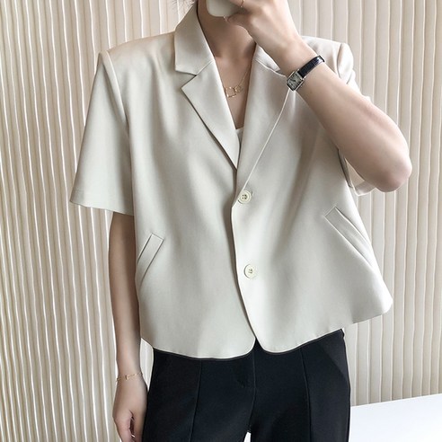 루나걸 여성용 밀런 루즈핏 반팔 자켓