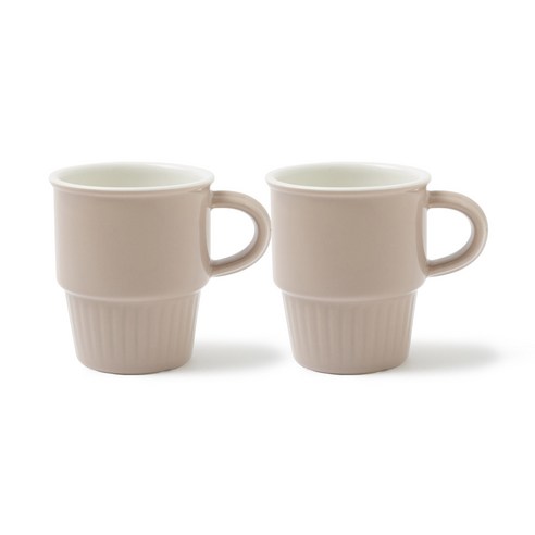 쓰임 비스트로 머그 375ml, 2개, 빈베이지