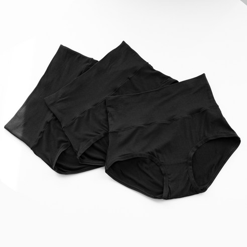 맬러뮤트 밤부파이버 울트라 소프트 똥배 풀커버 팬티, 90(L), 블랙, 3개