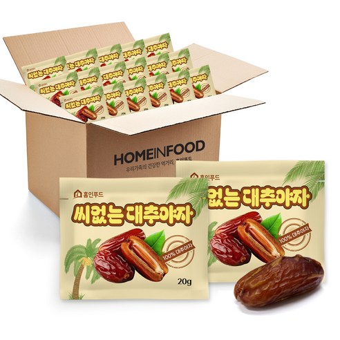 홈인푸드 씨없는대추야자, 20개, 20g