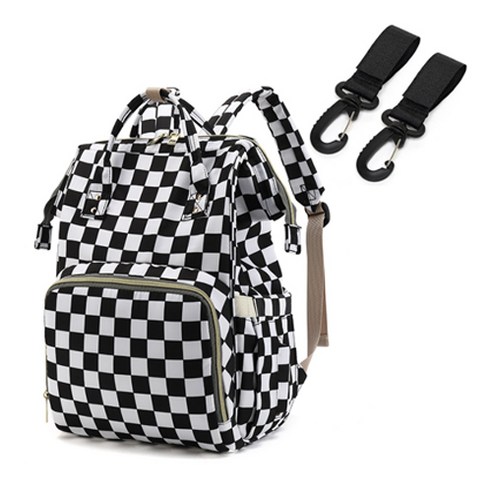 위더홈 심플 뉴트로 행잉 기저귀 가방, 체커보드