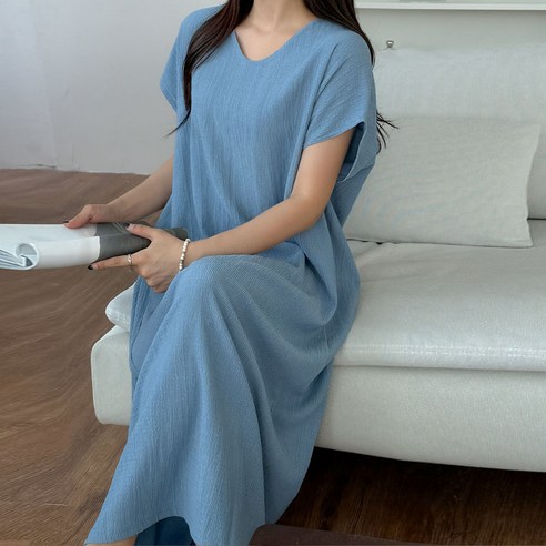 보리맘 양 V넥 가오리 빅사이즈 임산부 롱 원피스 a936