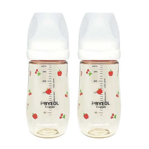 아이별프렌즈 국내 제조 아기 애플체리 PPSU 젖병 270ml 트윈팩, 화이트, 2개