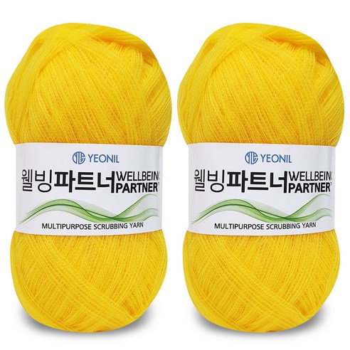 니뜨 웰빙파트너 수세미실 60g x 2p, 3 옐로우, 1세트