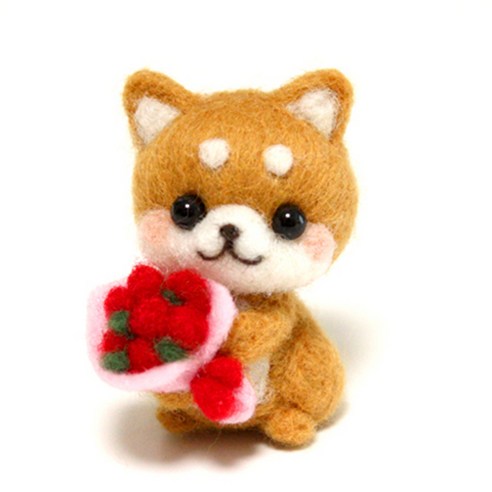 아트조이 DIY 양모펠트 키트, 1세트, 장미다발강아지