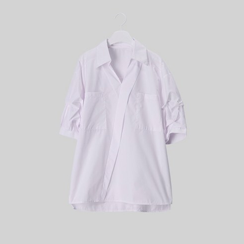 프렌치시크 여성용 오버랩 투포켓 코튼 셔츠