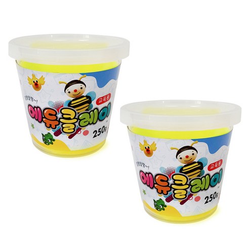 에듀클레이 유아용 클레이 2p, 형광노랑, 250g, 2개