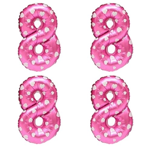 숫자 은박 풍선 소, 하트핑크 8, 4개