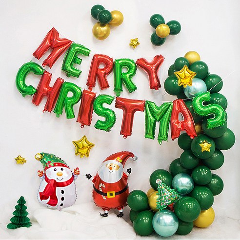 와우파티코리아 그린 풍선 기둥 크리스마스 장식 세트, 혼합색상, 1세트