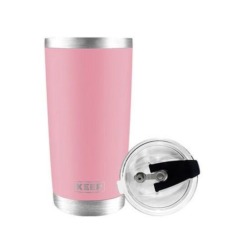 KEEP 대용량 스텐 보온 보냉 텀블러 600ml + 밀폐형 빨대 뚜껑 세트, 핑크, 1개