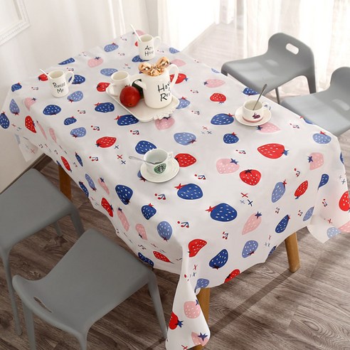 마켓에이 트로피칼 패턴 방수 다용도 식탁보, 딸기, 90 x 137 cm