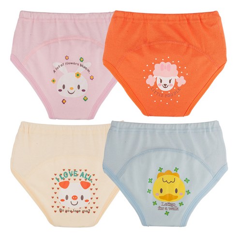 아가짱 캐릭터 배변훈련팬티 4종 세트, A(분홍색, 주황색, 노란색, 하늘색), 1세트
