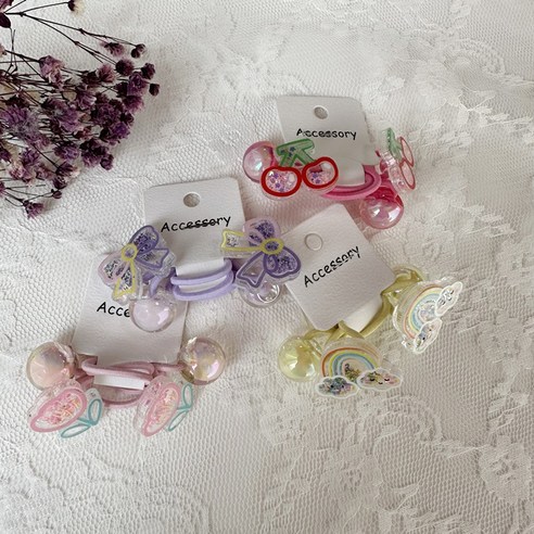 사랑스러운 디자인과 짱짱한 탄력으로 아이 머리 스타일을 완성해주는 비솔 러블리파츠 머리끈!