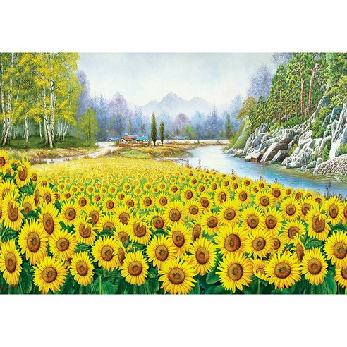 해바라기 들판 직소퍼즐 PL1409, 1000피스, 혼합색상, 1개