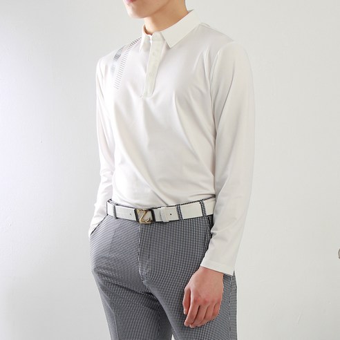 마인플로우 남성용 어깨도트 긴팔 골프 티셔츠 BL