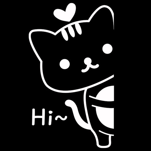 루키마켓 차량용 스티커 냐옹하트 왼, 화이트, 1개