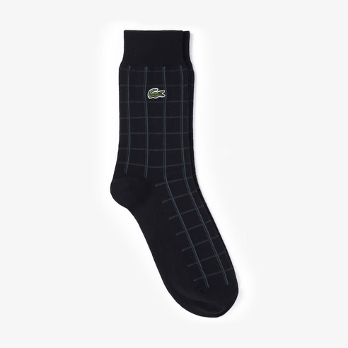 라코스테 남성용 스포츠 GRID CHECK SOCKS, 다크 네이비