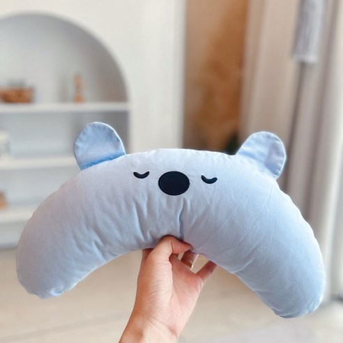 댕이와냥이 반려동물 곰돌이 반달 꿀잠베개, 블루, 1개