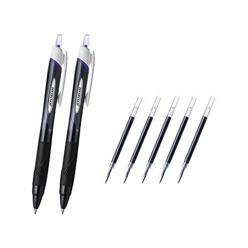 유니 제트스트림 볼펜 1.0mm 2p + 전용 리필심 5p 세트, 블루, 1세트