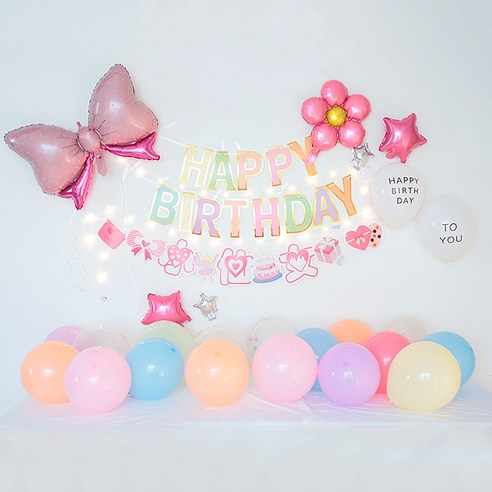 마켓플랜 생일파티 패키지 세트, 핑크리본플라워706, 1세트