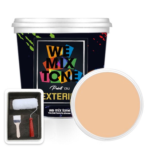 WEMIXTONE 외부용 EXTERIOR 페인트 3L + 붓 + 로울러 + 트레이 세트, WMT0503P01(페인트), 1개