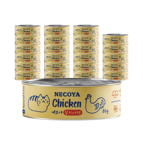 네츄럴코어 고양이 C 네코야 캔 80g, 참치 + 치킨 혼합맛, 24개