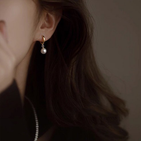 젤루나 써지컬 기본 베이직 심플 진주 드롭 원터치링 귀걸이 P-456-실버 2p