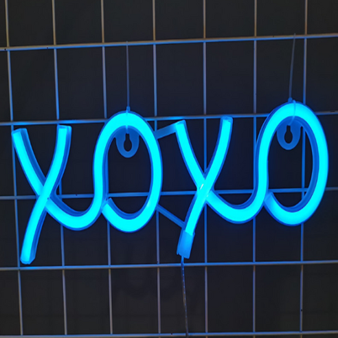 새로그린 XOXO USB 건전지 LED 네온사인, 블루
