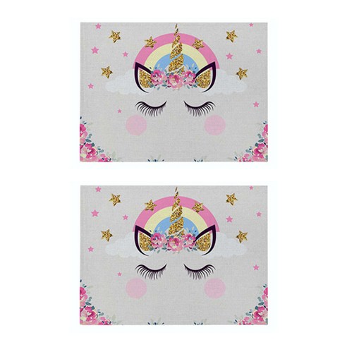 라벤더 유니콘 일러스트 플레이스 매트 2p, 06, 32 x 21 cm