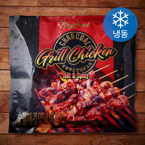 스카이푸드 숯불 매콤양념 닭꼬치 (냉동), 400g, 3개