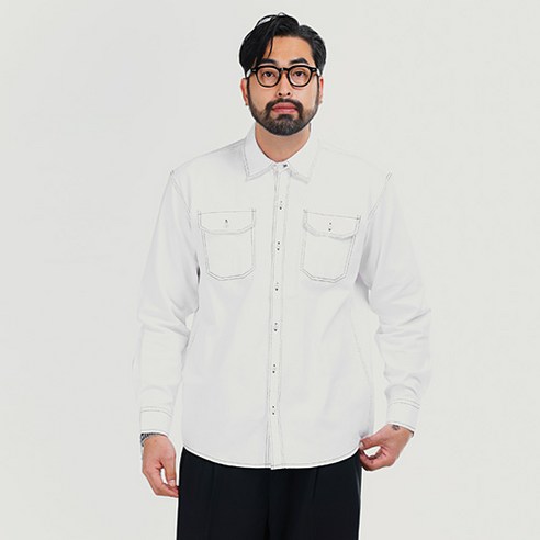 파이브엑스라지 남성용 오버핏 트윌 투 포켓 스티치 셔츠