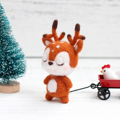 아트조이 DIY 양모펠트 키트, 1세트, 꽃사슴
