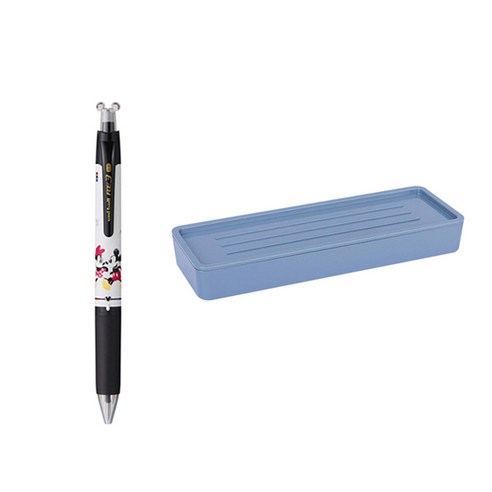 유니볼 RE 지워지는 볼펜 3색 3타입 0.5mm + 델리 누사인 2단 펜트레이 세트, 미키미니(볼펜), 블루(펜트레이), 1세트