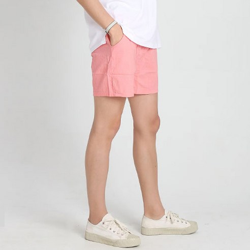 카멜 린넨 4부 반바지